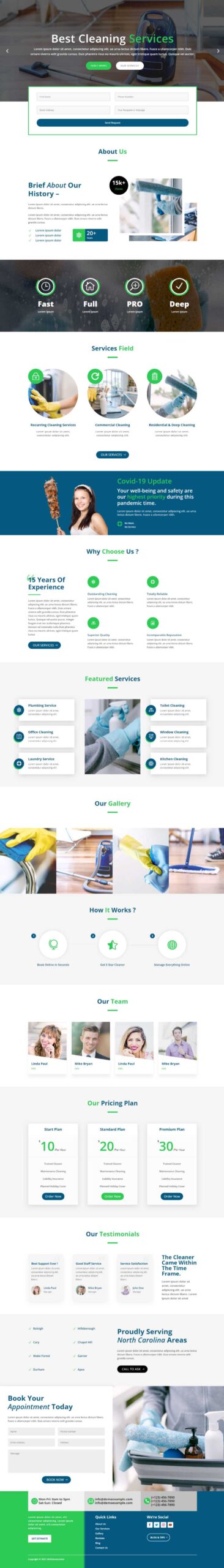 cleaning company divi layout