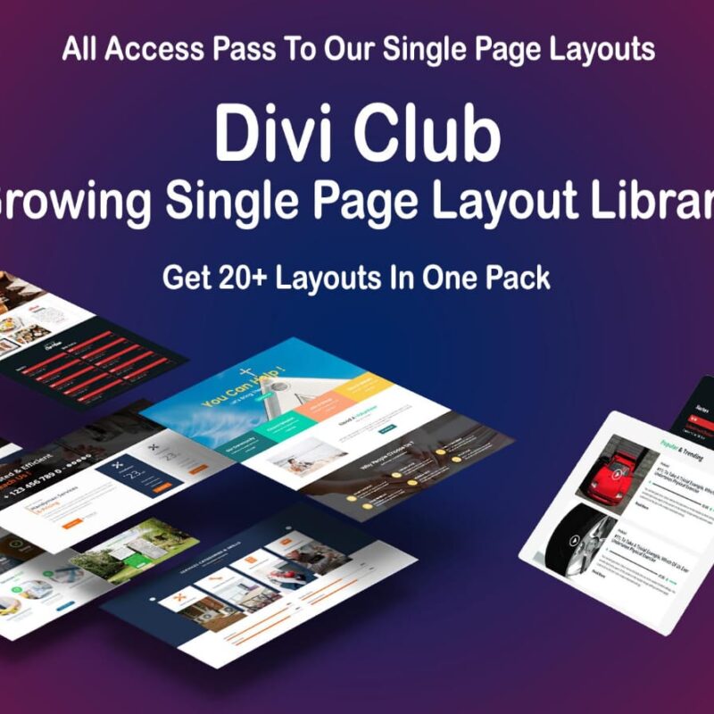 Divi Club Membership - Growing Single Page Layout Library